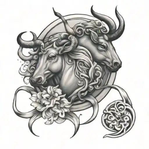 Aquarius & Taurus mixed together tattoo design idea