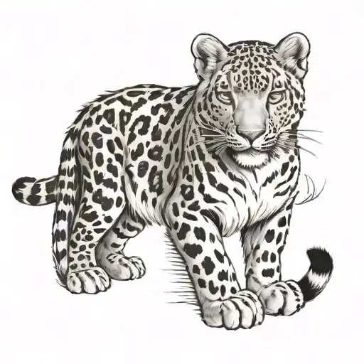 snow leopard surrounded tattoo design idea
