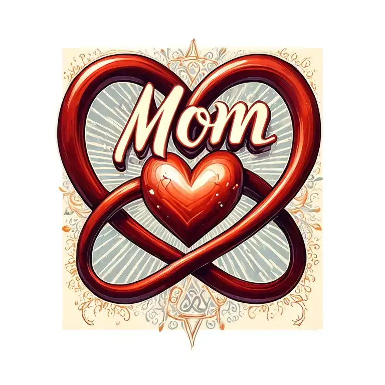 "Mom" infinity symbol intertwined with a Hebrew Chai and a heart tattoo design idea