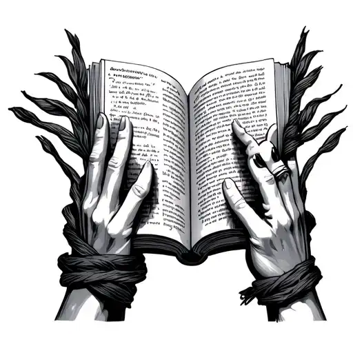 smut book open book surrounded with hands tied together  tattoo design idea