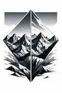 two side by side geometric diamonds that contain a 6 peak mountain range tattoo design idea