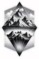 two side by side geometric diamonds that contain a 6 peak mountain range tattoo design idea
