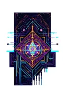 neon circuitry, futuristic geometry, space background  tattoo design idea