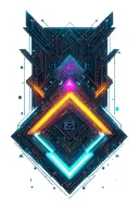 neon circuitry, futuristic geometry, space background  tattoo design idea