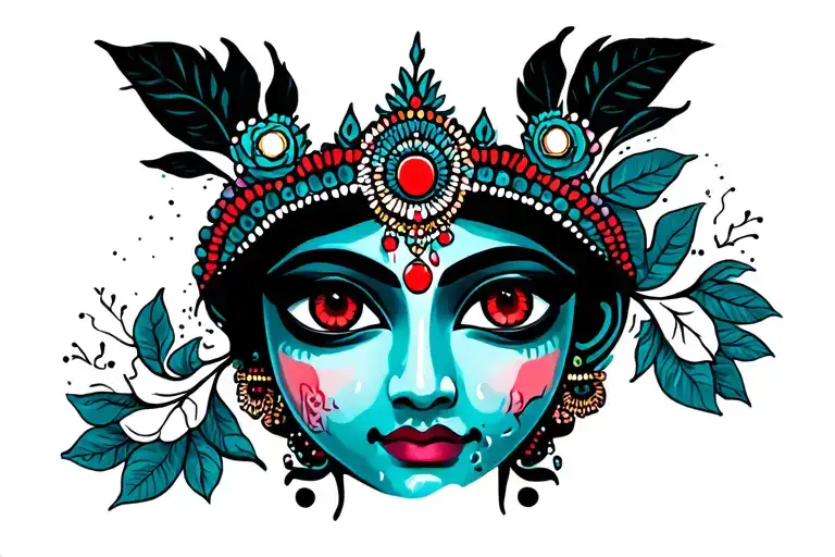 "Mai Ka Red" Goddess Durga Eyes Looking tattoo design idea