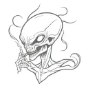 joint smoking alien tattoo design idea