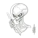 joint smoking alien tattoo design idea
