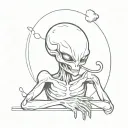 joint smoking alien tattoo design idea