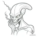 joint smoking alien tattoo design idea