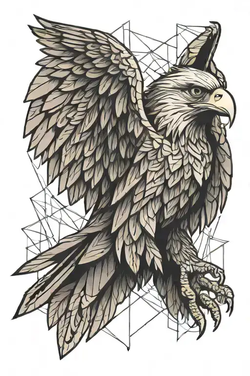 eagle sitting with wings open tattoo design idea