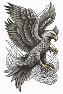 eagle sitting with wings open tattoo design idea