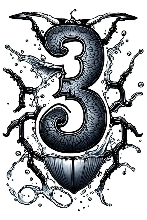number 3, initials KGB, water, vw bug tattoo design idea