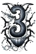 number 3, initials KGB, water, vw bug tattoo design idea
