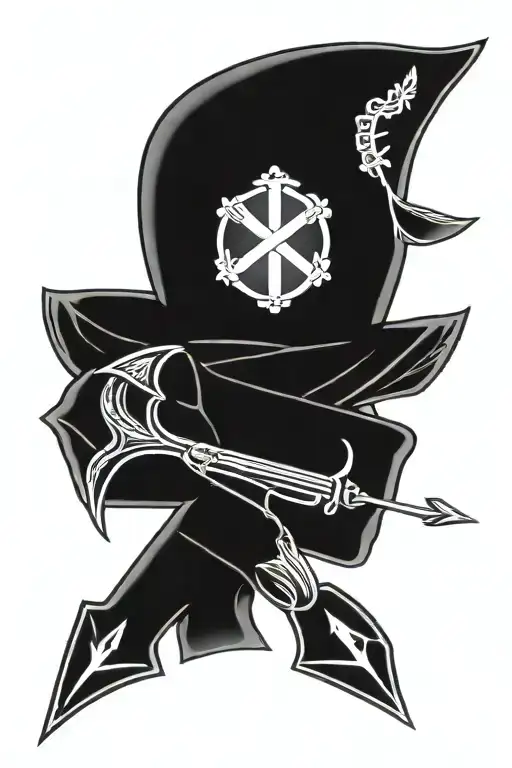 cross, bow and arrow, nurse hat   tattoo design idea