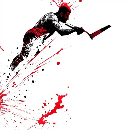 A side-profile Siloutte of a man Running with a comically oversized meat-cleaver | ICP tattoo design idea