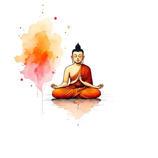 Buddhist monk meditating tattoo design idea