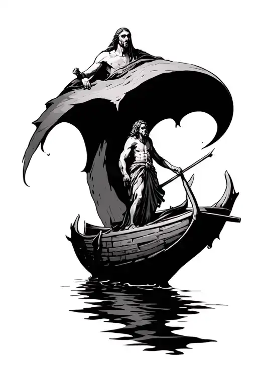 Charon crossing the River Styx tattoo design idea