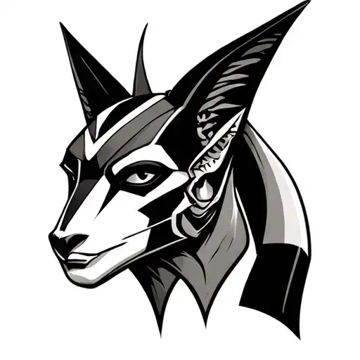 anubis Head an Caro From Harley Quinn tattoo design idea