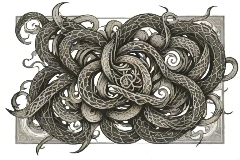 smoke snake abs symmetrical tattoo design idea