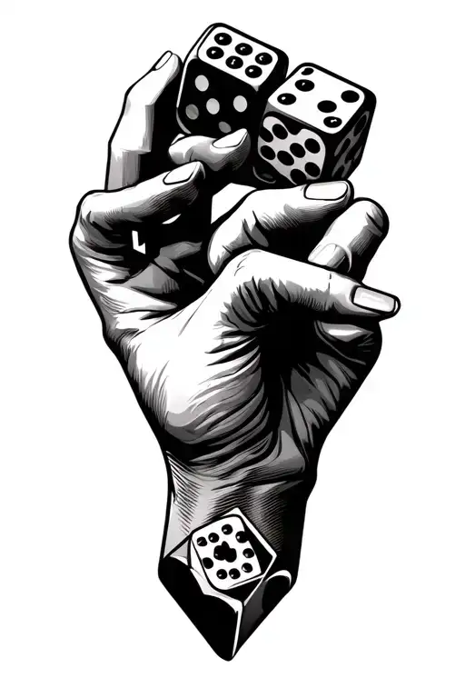 Beat The Odds w hand shooting dice symbolizing gamble scale for addiction  tattoo design idea