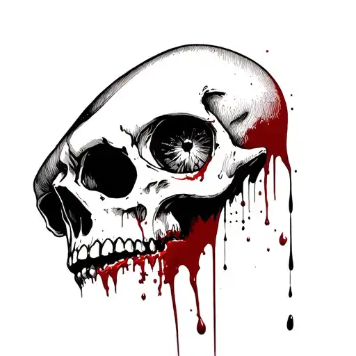 crying skull with blood coming out of the eye sockets tattoo design idea