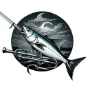 swordfish and trombone tattoo design idea