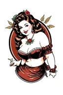 bavarian curvy chubby pinup barmaid tattoo design idea