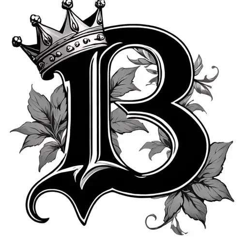  letter B With Crown tattoo design idea
