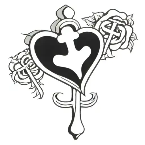 two chrome hearts crosses with a rose behind them tattoo design idea