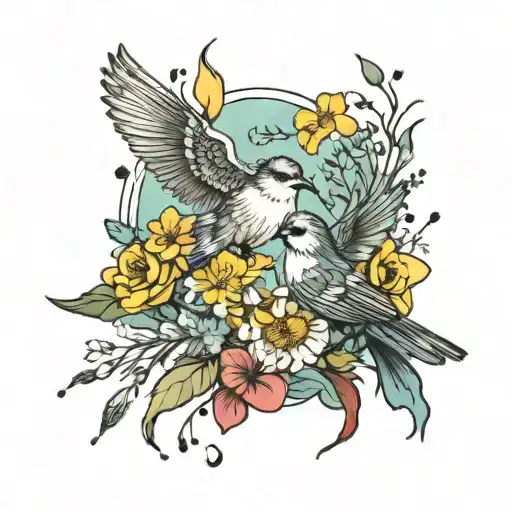 let go, water, flowers, three little birds, dandelion tattoo design idea