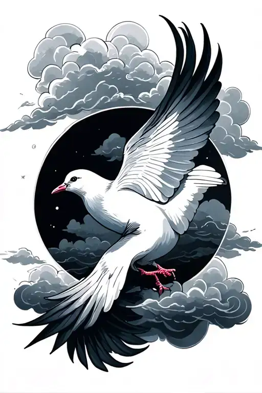 dove and clouds tattoo design idea