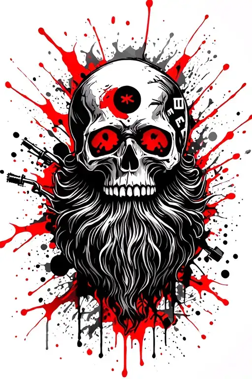 motorcycle bearded skull offspring with number tattoo design idea