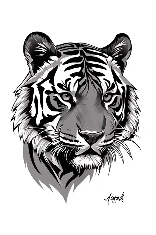 tiger face tattoo design idea