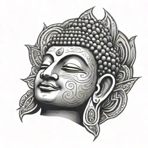 buddha head tattoo design idea
