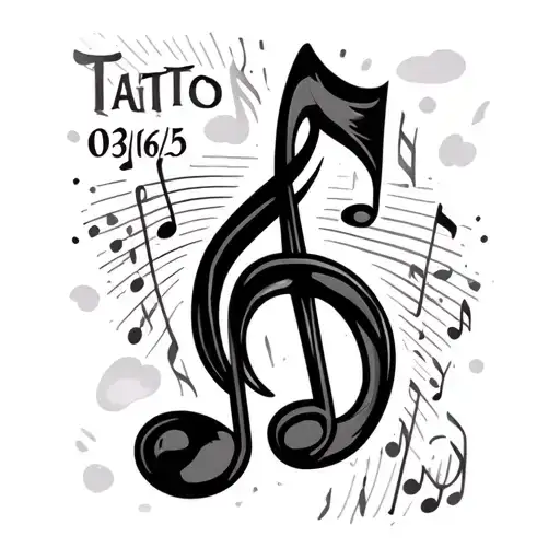 simple small music note with the date 03/16/25 tattoo design idea