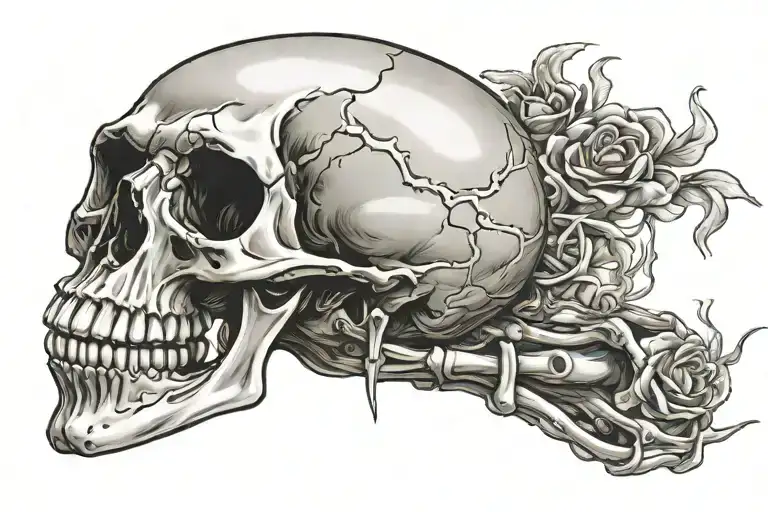 Skeleton smoking tattoo design idea