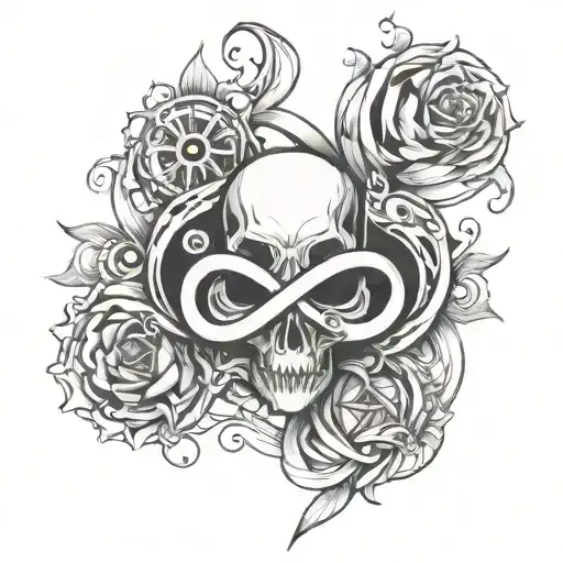 infinity, love, fear and hate tattoo design idea