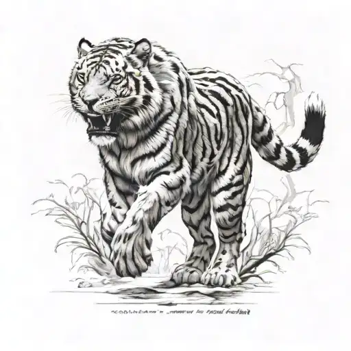 Sabertooth tiger walking tattoo design idea
