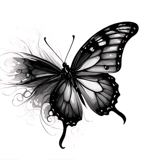 Butterfly with superposition of the 3 wings to give movement tattoo design idea