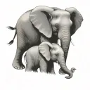Baby elephant and mum  tattoo design idea