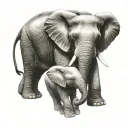 Baby elephant and mum  tattoo design idea