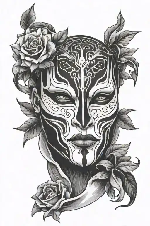 jhin mask tattoo design idea