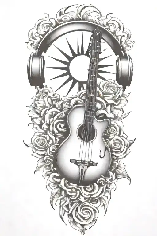 Music, Love, Sun Inspired tattoo design idea