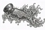 cough syrup dripping tattoo design idea