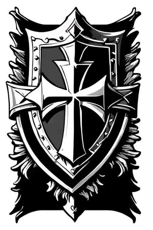 crusaders shield with Jerusalem cross tattoo design idea