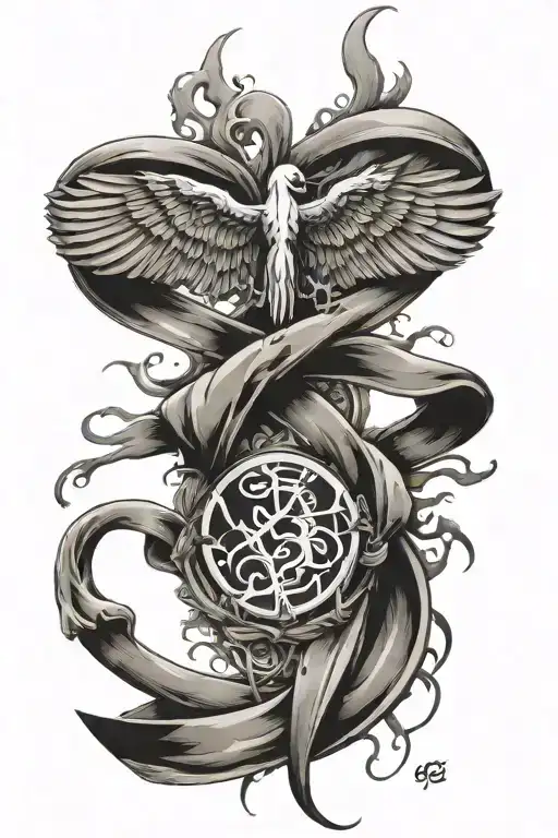 82 airborne symbol with fuck cancer awareness ribbon tattoo design idea