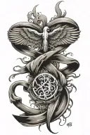 82 airborne symbol with fuck cancer awareness ribbon tattoo design idea