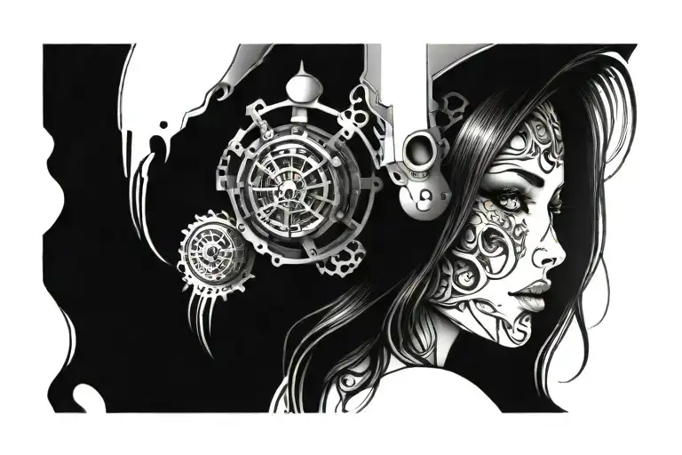 Beautiful Woman's face tattoo design idea