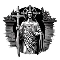 Jesus standing tall with the armor of God tattoo design idea