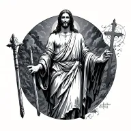 Jesus standing tall with the armor of God tattoo design idea